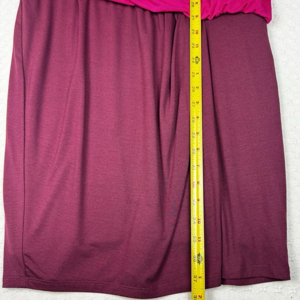 Trina Turk 5th Avenue Mini Dress Womens Large Colorblocked Blouson Pink Burgundy